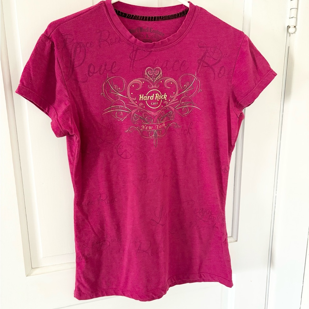 Hard Rock Cafe New York Pink Graphic Tee